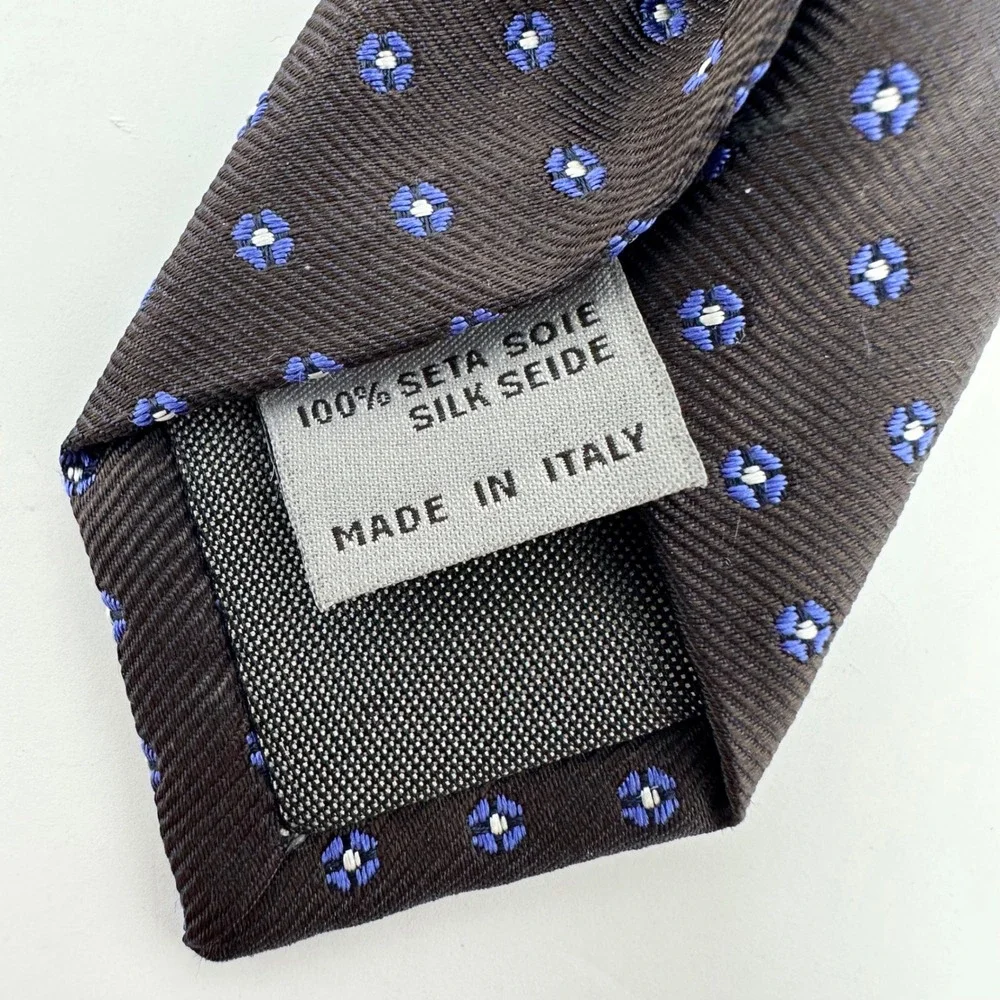 Canali Silk Tie Mens Brown Blue Impeccabile Office Career Luxury Formal Italy